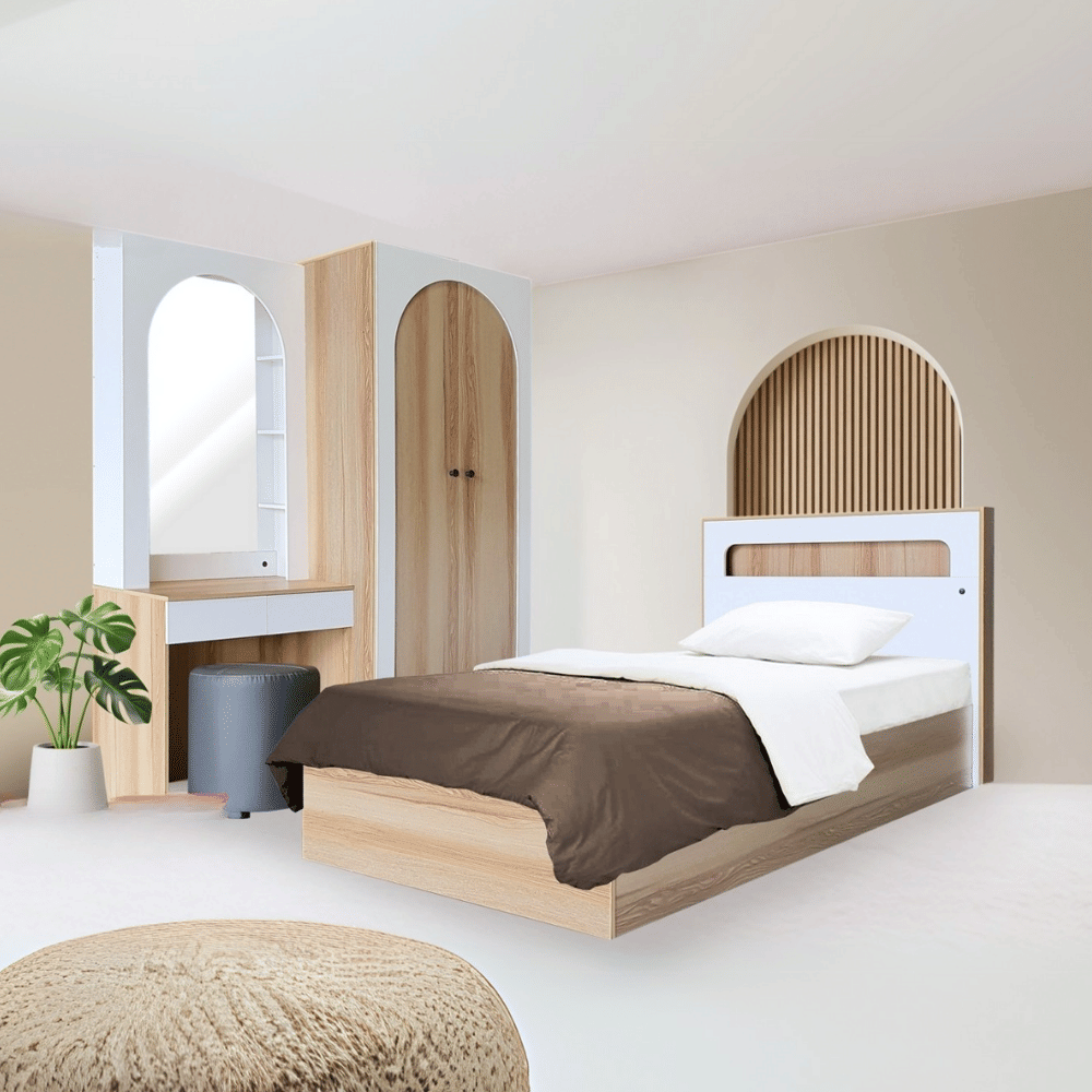 ชุดห้องนอน 3.5 ฟุต WISDOM DESIGN FURNITURE รุ่น ARISTA 2 สี แอช/ขาว